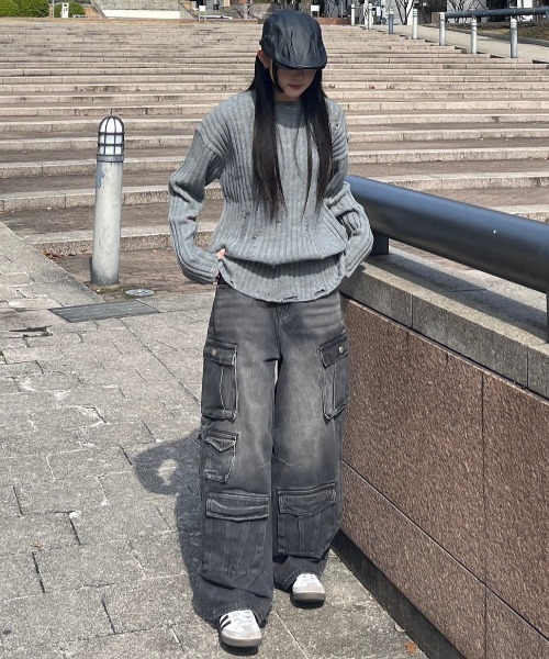 【Chikashitsu +】overfit damage knit 大阪店WEB限定受注制【Chikashitsu +】overfit damage knit
