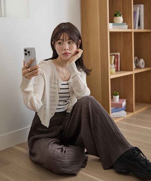 パンツ セルフカットプリーツワイドパンツ レディース : ZOZOTOWN