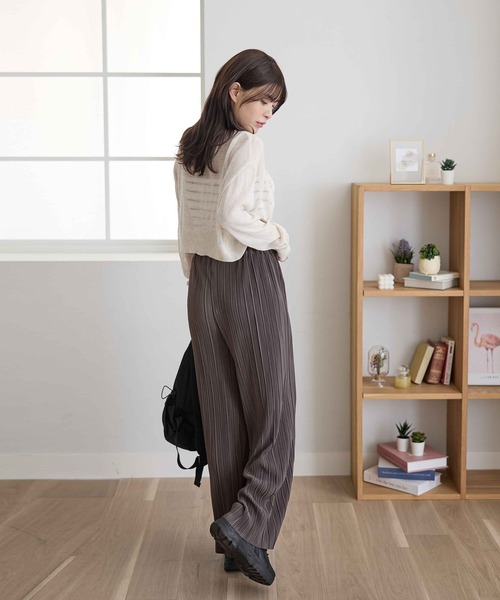 パンツ セルフカットプリーツワイドパンツ レディース : ZOZOTOWN