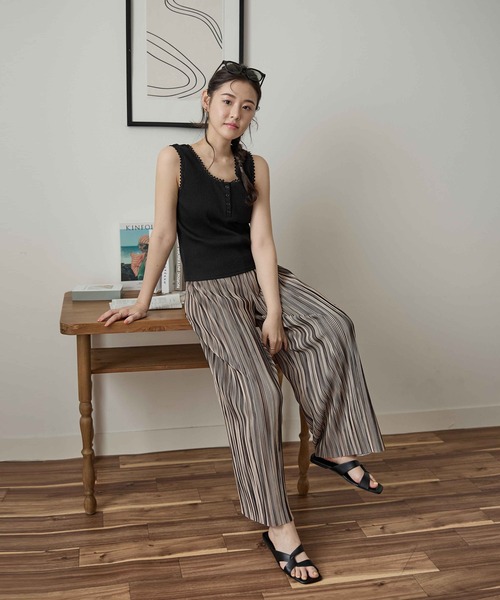 パンツ セルフカットプリーツワイドパンツ レディース : ZOZOTOWN