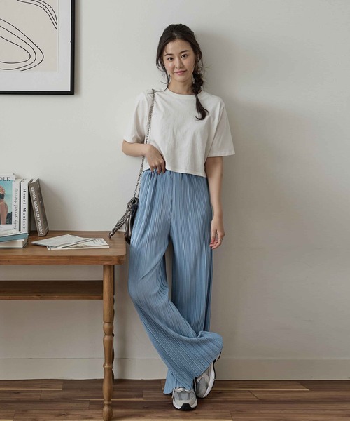 パンツ セルフカットプリーツワイドパンツ レディース : ZOZOTOWN