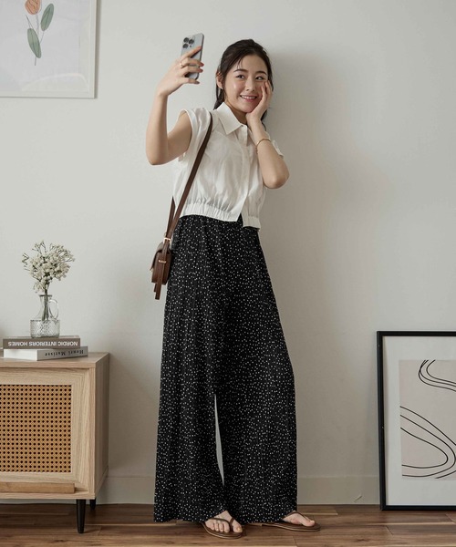 パンツ セルフカットプリーツワイドパンツ レディース : ZOZOTOWN