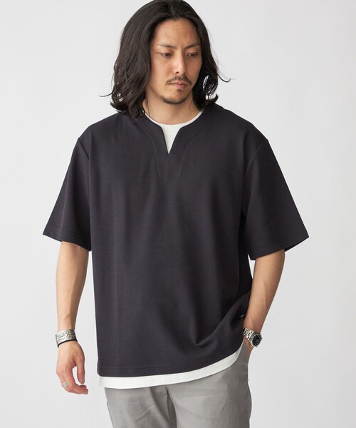 SHIPS（シップス） tシャツ SHIPS: フェイクレイヤード キーネック T
