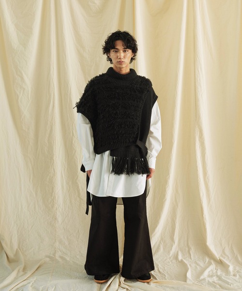 boboutic ウールカシミアシルクオフタートルニットベスト　イタリア製 boboutic ウールカシミアシルクオフタートルニットベスト