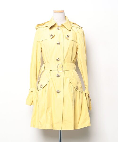 BURBERRY BLUE LABEL」 トレンチコート 38 イエロー レディース 