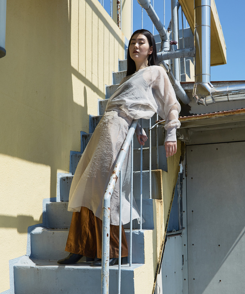 unoa ウノア プルオン スカート nude grape Lサイズ グレー Skirt