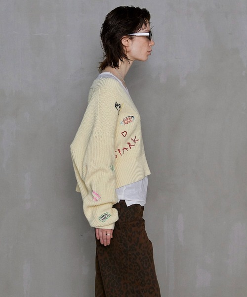 MAISON SPECIAL ニット セーター V-neck Embroidery Knitwear/V