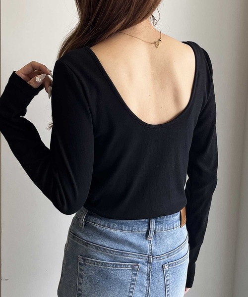 nelliy. tシャツ 「新色追加」バックオープンリブトップス レディース