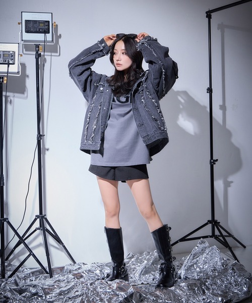 フーディー デニム ジャケット アウター ANDGEEBEE デニムジャケット gジャン UNISEX フーディデニム