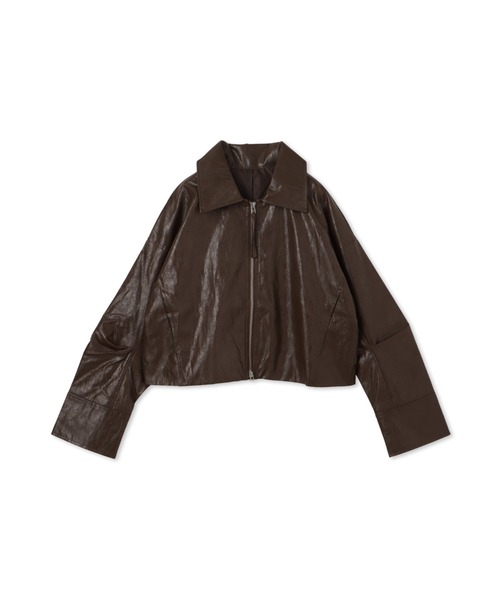 コート アウター フェイクレザーショートジャケット レディース