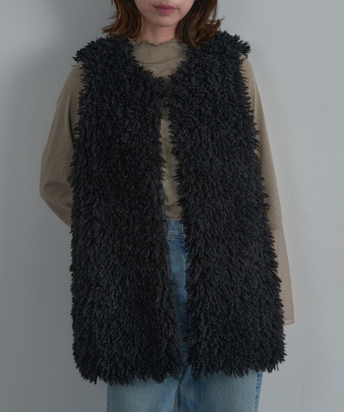 ミランカ プードルボアベスト 未使用 ミドル丈プードルボアベスト – ESICA