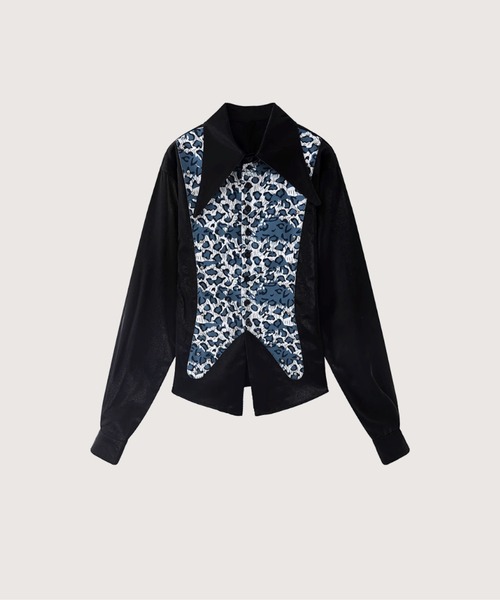 ブラウス シャツ レオパードステッチシャツ Leopard Stitching Shirt レディース