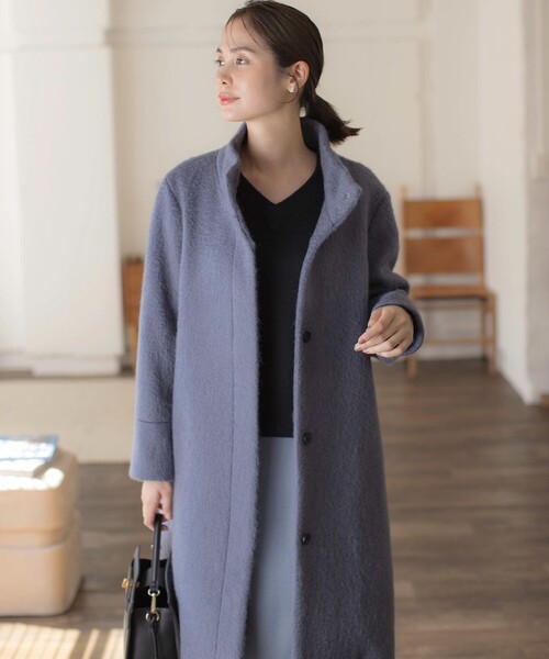 【トレンド見えアウター】シャギーコート 組曲（KUMIKYOKU） コート アウター スタンドカラーシャギーコート