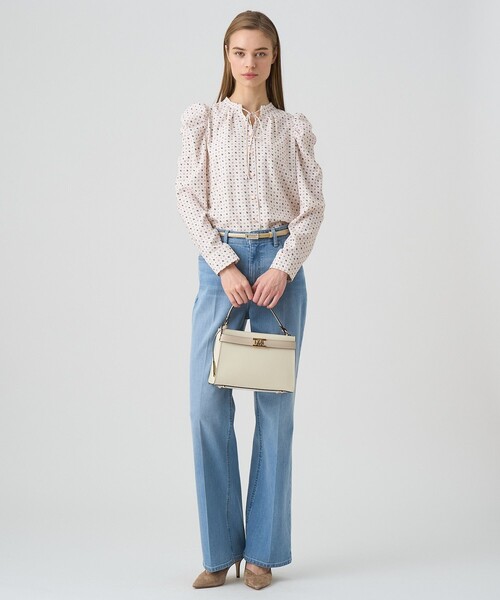 ブラウス シャツ 幾何ドットパワショル ブラウス レディース ANAYI ブラウス シャツ 幾何ドットパワショル レディース