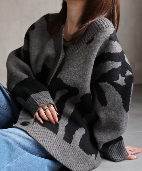 カーディガン 「ユニセックス商品」ビックシルエット ニュアンスニットカーディガン メンズ レディース | CREARE -LINO- | 21