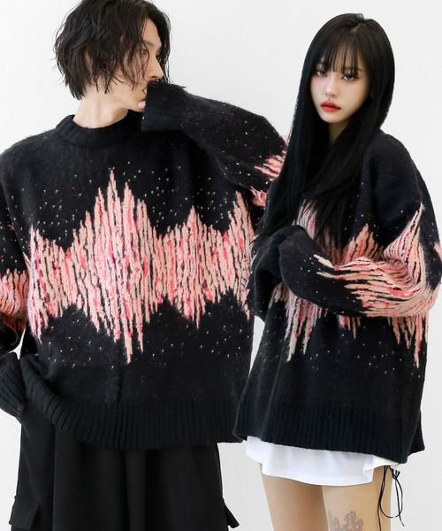 minsobi（ミンソビ） セーター ニット アクセント柄 厚手ニットプル 