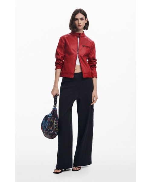 Desigual（デシグアル） レザージャケット ライダース マオカラーの
