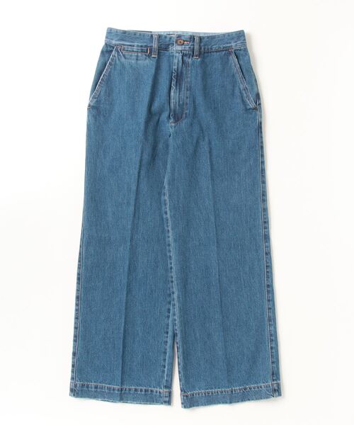 ワイドパンツ ジーンズ デニム デニムパンツ ワイドレッグ クロップド ジーンズ レディースの画像