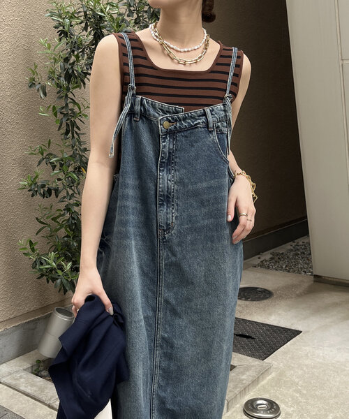 DouDou ワンピース 裾フリンジデニムジャンスカ : ZOZOTOWN