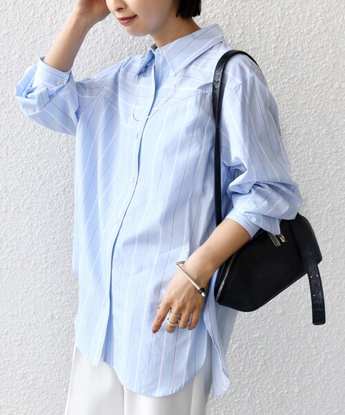 SHIPS for women / シップスウィメン 【WEB限定】〈洗濯機可能〉アシンメトリー ストライプ シャツ SHIPS（シップス）の「【WEB限定】〈洗濯機可能〉アシンメトリー