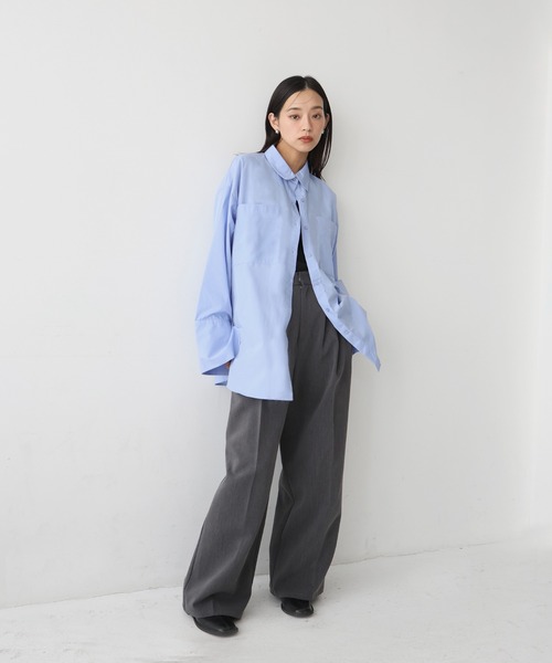 hellam ブラウス シャツ ビックポケット オーバーサイズシャツ