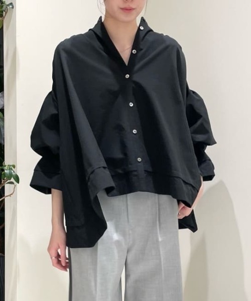 ル フィル LE PHIL 25SS COOL DOTS キャンディースリーブブラウス シャツ F ブラック /ES ■OS レディース COOL DOTS キャンディースリーブブラウス | LE PHIL（ル フィル