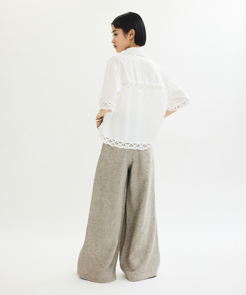 ADAM ET ROPÉ FEMME 【サステナブル】バテンレースコンビシ ャツ ADAM ET ROPE'｜【サステナブル】バテンレースコンビシャツ