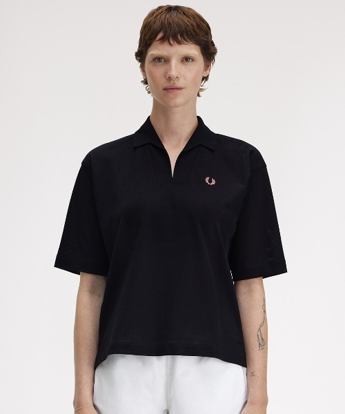 FRED PERRY ブラウス シャツ Open Collar Mesh Shirt／オープン