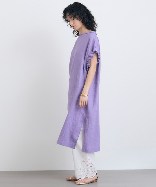 HOUSE OF LOTUS リネン フリル袖 ワンピース　ライトピンク リネンフリルワンピース ｜ハウス オブ ロータス＜HOUSE OF