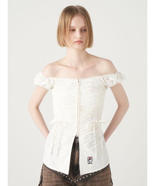 ブラウス シャツ 「FILAコラボ」パフスリーブトップス レディース FURFUR ブラウス シャツ 「FILAコラボ」パフスリーブトップス
