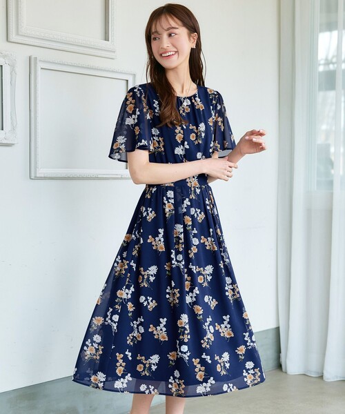 Tiaclasse ワンピース 「小倉優子さん着用」大花柄シフォン