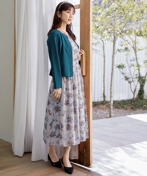 Tiaclasse ワンピース 「小倉優子さん着用」大花柄シフォン