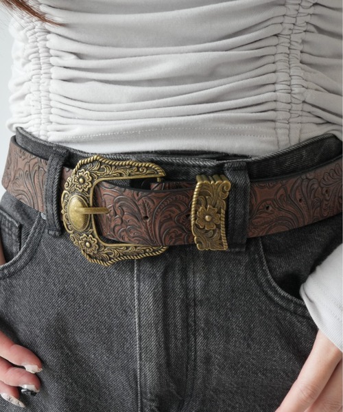 Port（ポート） ベルト 「 」 ウエスタン エンボス バックル ベルト