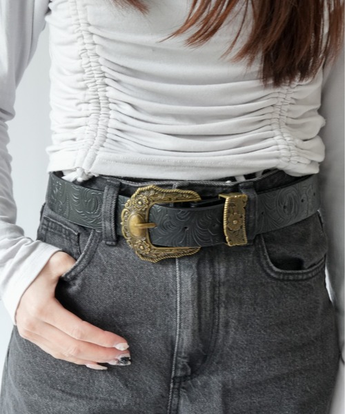 Port（ポート） ベルト 「 」 ウエスタン エンボス バックル ベルト