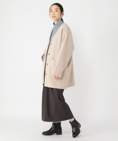 「studio CLIP」 ノーカラーコート FREE モカ レディース_画像2
