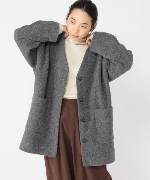 「studio CLIP」 ノーカラーコート FREE モカ レディース_画像5