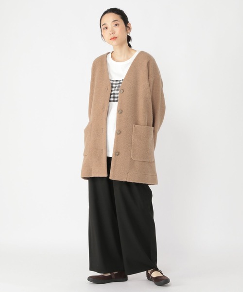 「studio CLIP」 ノーカラーコート FREE モカ レディース_画像6