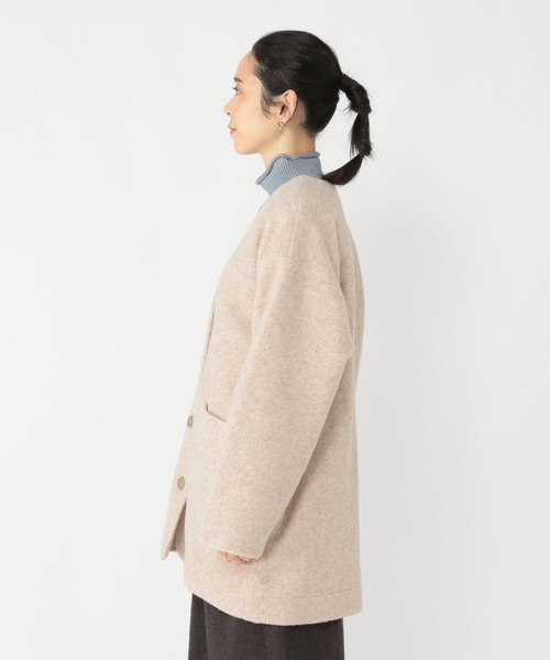 「studio CLIP」 ノーカラーコート FREE モカ レディース_画像9