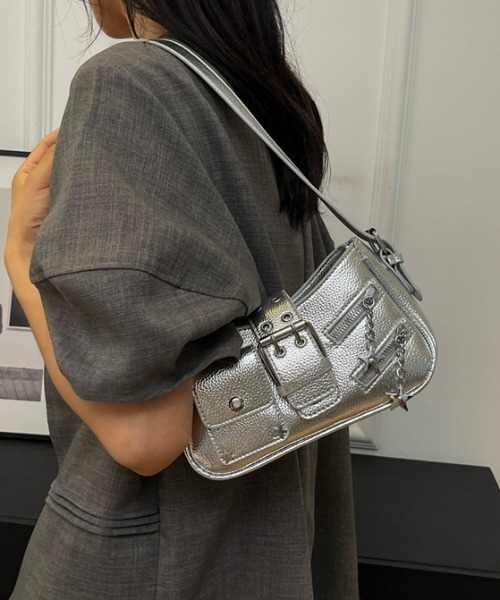 lilful ショルダーバッグ バッグ スターチェーンスタッズ ベルトミニ