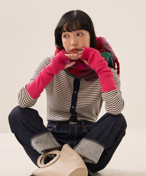 「FREAK'S STORE」 ニットカーディガン フリ- グリーン レディース_画像5