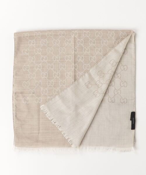 GUCCI ベージュ ストール 国内/即発】 GUCCI グッチ 大判ストール シルク・ウール混 (GUCCI
