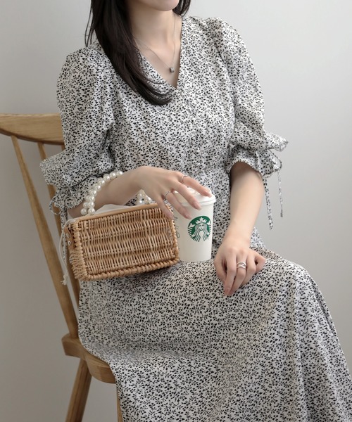 ワンピース 花柄リボンスリーブマキシ丈ワンピース : ZOZOTOWN Yahoo