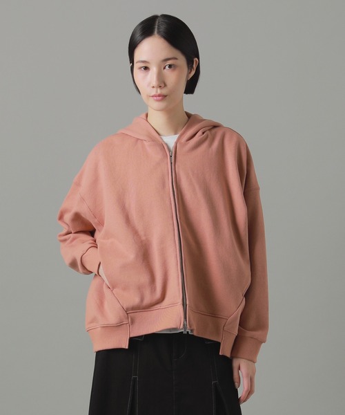 「ZUCCa」 ジップアップパーカー M size ライトブラウン レディース