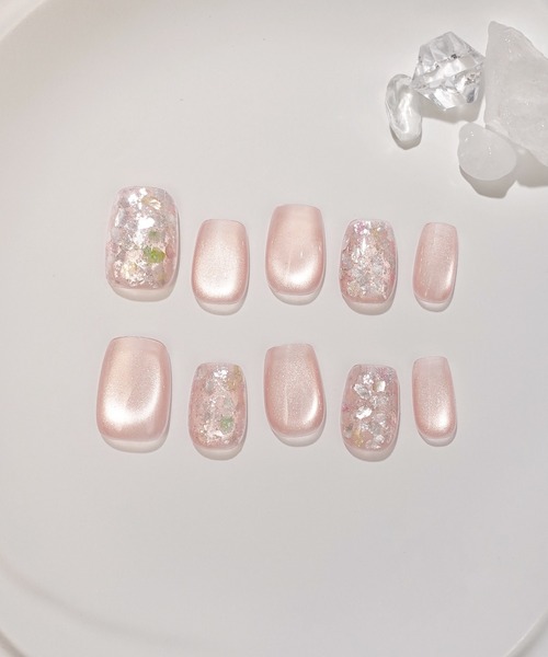 Anail ネイルチップ ネイルシール 3D水光ネイルピンクマグネット