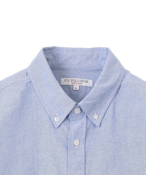 「U.S. POLO ASSN.」 長(zhǎng)袖シャツ L ネイビー×ホワイト レディース