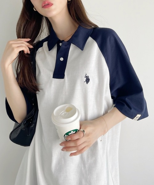 「U.S. POLO ASSN.」 半袖ポロシャツ M ホワイト レディース
