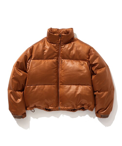 BEAMS ダウンジャケット ダウン レザーライク ブルゾン メンズ