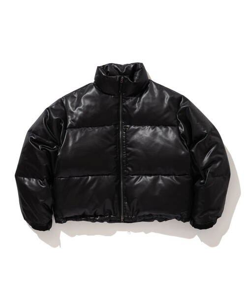 BEAMS ダウンジャケット ダウン レザーライク ブルゾン メンズ