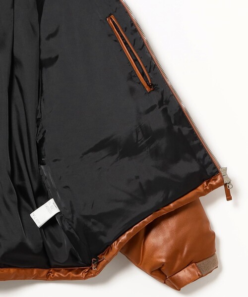 BEAMS ダウンジャケット ダウン ワイドショートフィット レザー