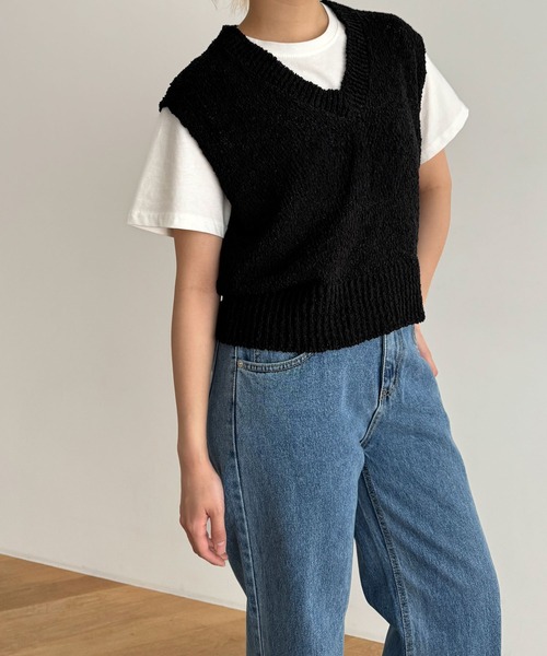 「CANAL JEAN」 「El mar」Vネックニット ONE SIZE ホワイト レディース_画像2